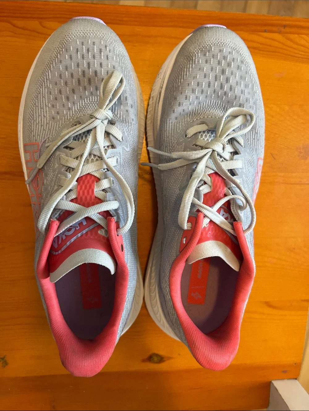Hoka Women's Gray and Coral Athletic Running Shoes